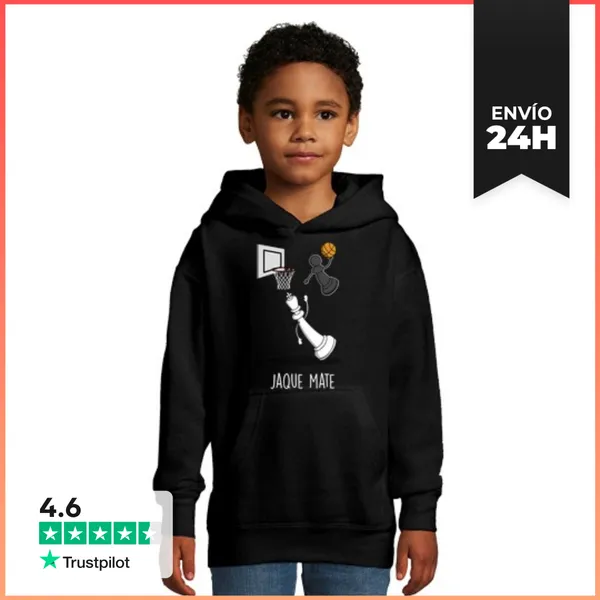 Sudadera Para Niños Con Capucha Jaque Mate Black LaTostadora