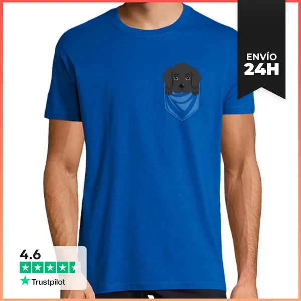 Camiseta Hombre Clásica Perro Terranova Bolsillo LaTostadora