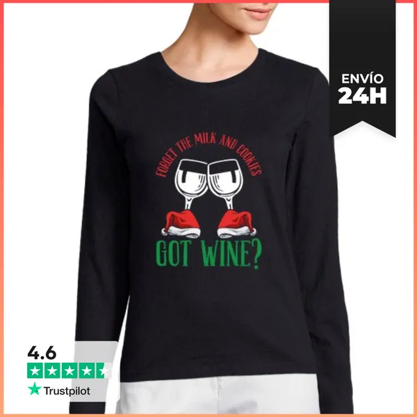Camiseta Mujer Manga Larga Olvídate De La Leche Y Las Galletas