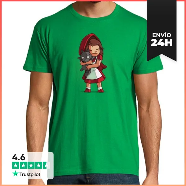 Camiseta Hombre Clásica Little Red Hood And Wolf LaTostadora