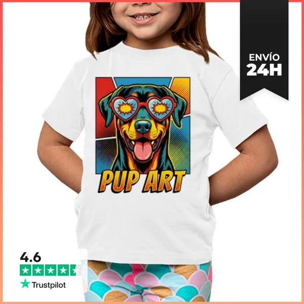 Camiseta Clásica Para Niños Perro Doberman Pinscher Retro Pop Art