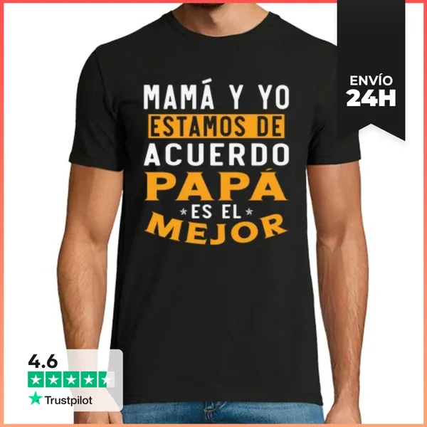 Camiseta Hombre Clásica Mamá Y Yo Estamos De Acuerdo, Papá Es El