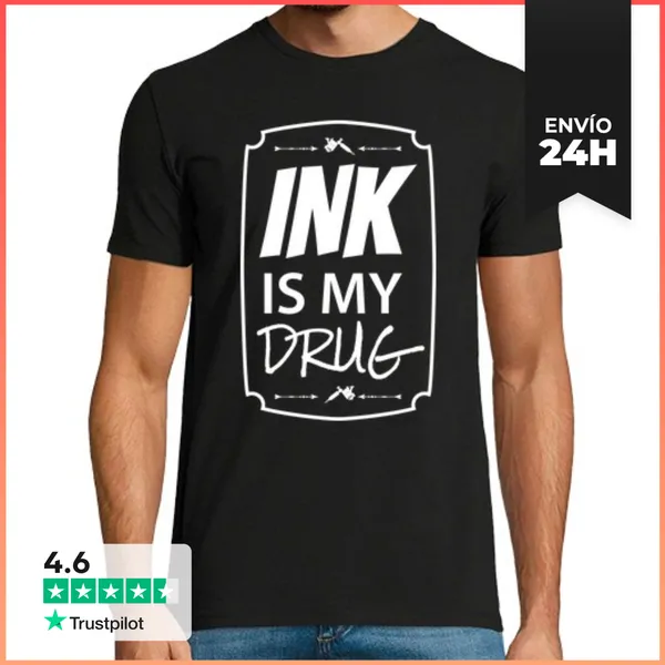 Camiseta Hombre Clásica La Tinta Es Mi Droga Blanca LaTostadora