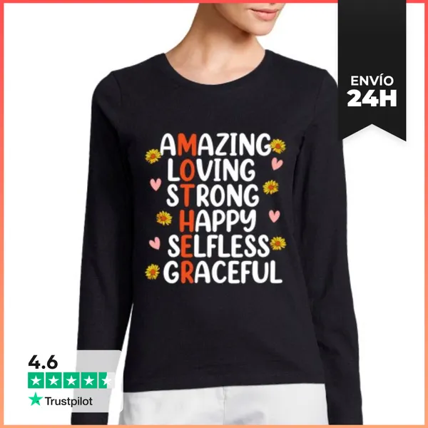 Camiseta Mujer Manga Larga Definición De Madre Mejor Mamá Para