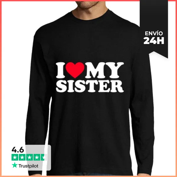 Camiseta Hombre Manga Larga Amo A Mi Hermana Quiero A Mi Hermana