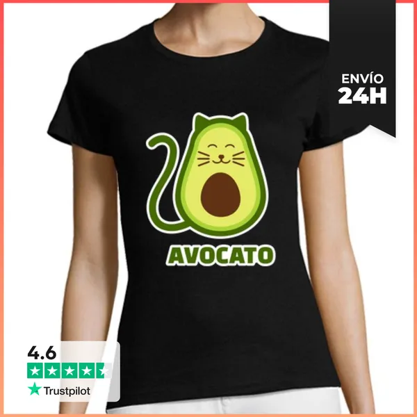 Camiseta Mujer Clásica Gato De Aguacate LaTostadora