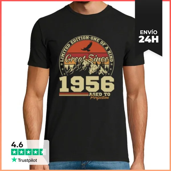 Camiseta Hombre Clásica 70 Años 1956 Vintage Cumpleaños Retro