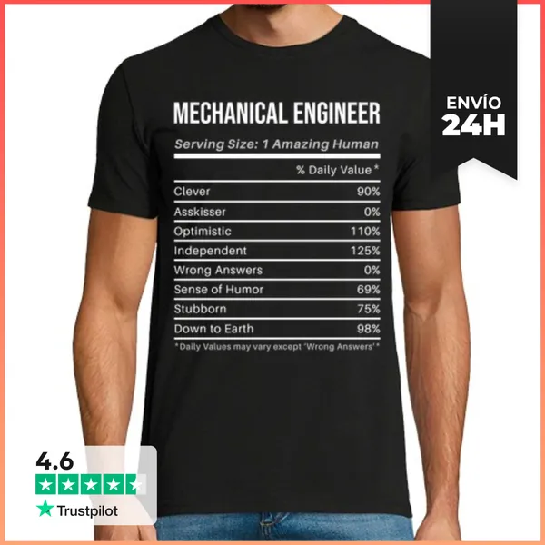 Camiseta Hombre Clásica Valores Nutricionales Ingeniero Mecanic