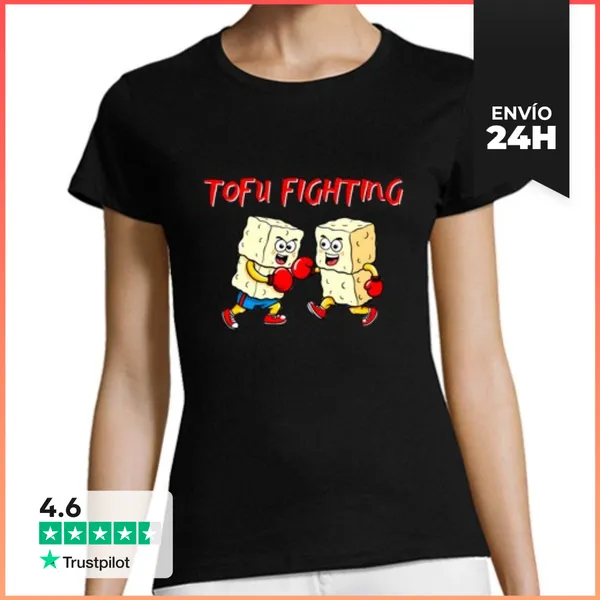 Camiseta Mujer Clásica Tofu Peleando LaTostadora