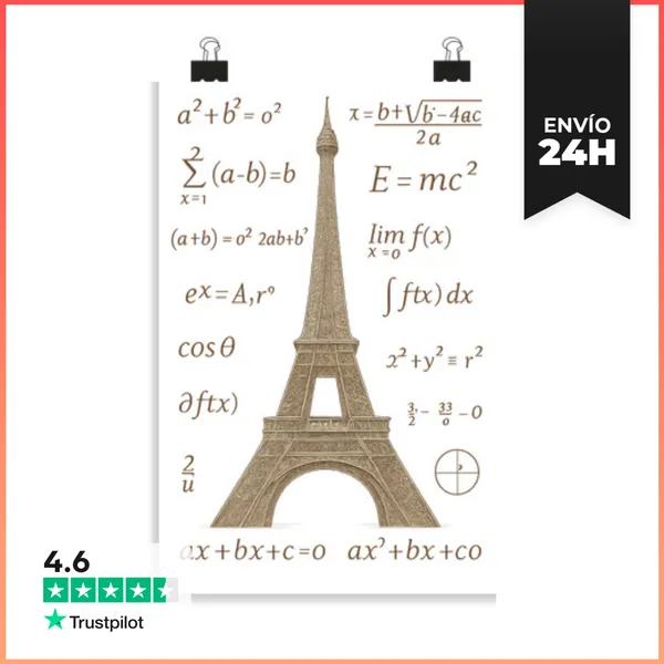 Póster Vertical Matemáticas, Torre Eiffel, Investigador, Póster,