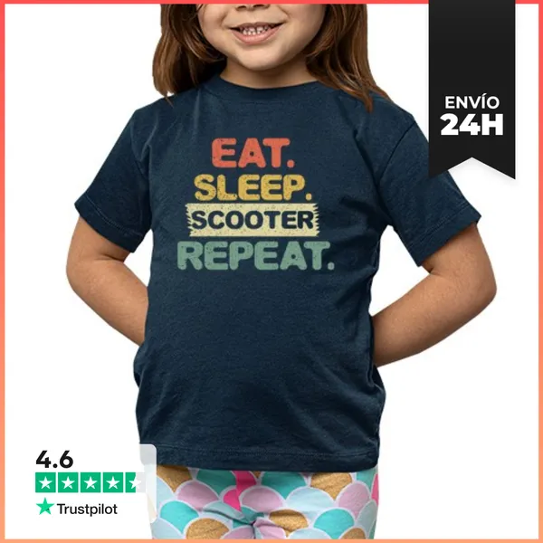 Camiseta Clásica Para Niños Comer Dormir Scooter Repetir