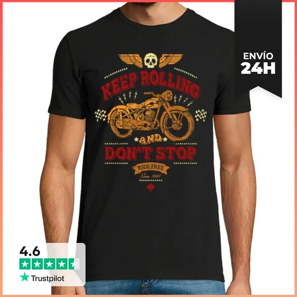 Camiseta Hombre Clásica Keep Rolling And Don't Stop LaTostadora