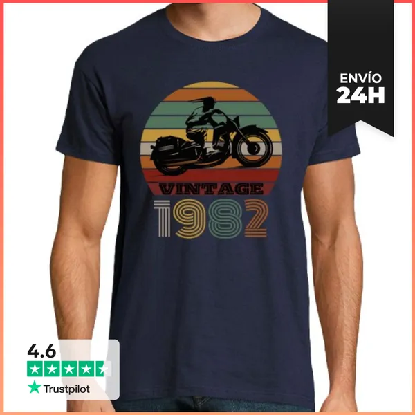 Camiseta Hombre Clásica Motocicleta Vintage 1982 LaTostadora