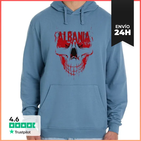 Sudadera Unisex Con Capucha Calavera Albania, Bandera Albania