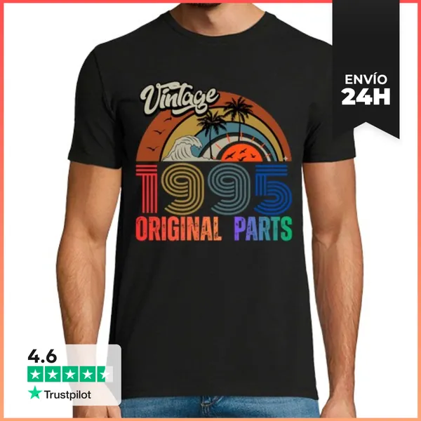 Camiseta Hombre Clásica Vintage 1995 Original Parts Retro Beach