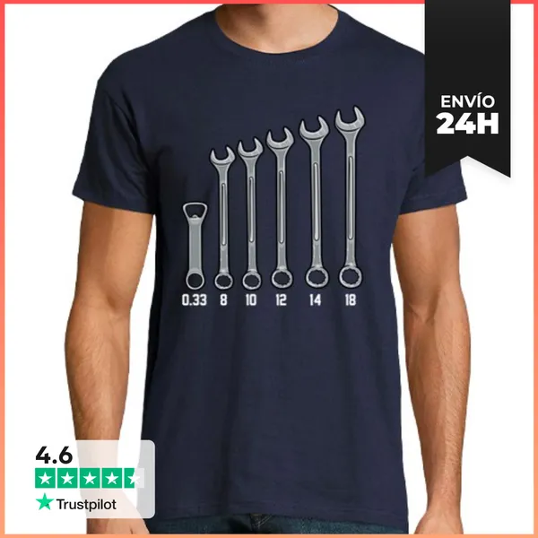 Camiseta Hombre Clásica Llaves Mecánico Abridor Cerveza Humor