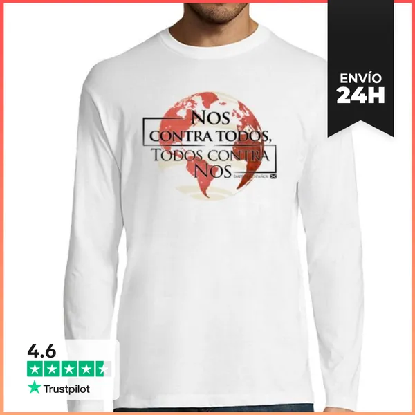 Camiseta Hombre Manga Larga ImperioEspañol Nos Contra Todos,