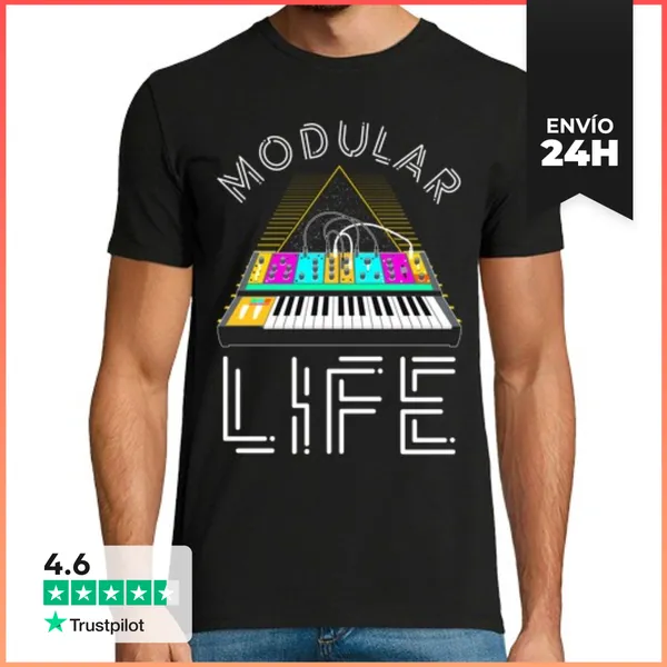 Camiseta Hombre Clásica Piano Sintetizador Modular Life Música