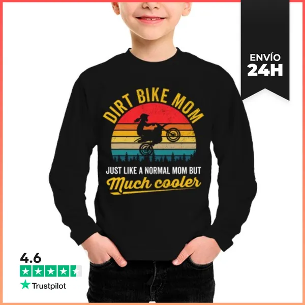 Camiseta Manga Larga Para Niños Mamá De Moto De Tierra Madre