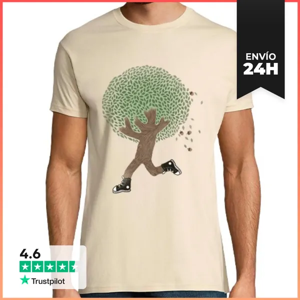 Camiseta Hombre Clásica Corre Por Tu Vida - La Aptitud Árbol