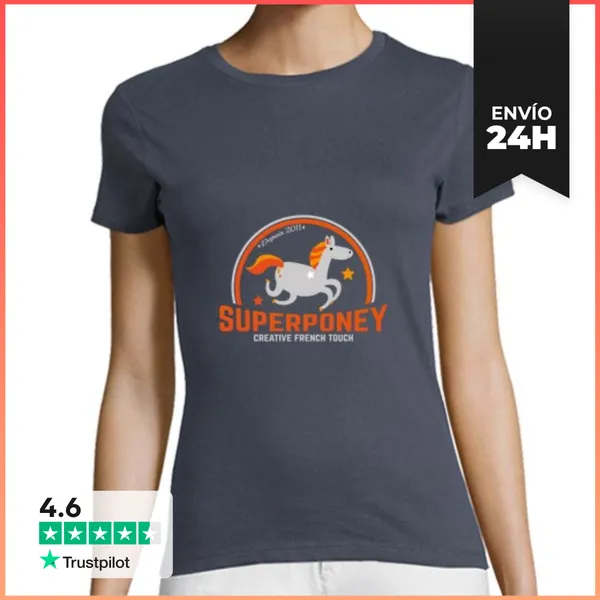 Camiseta Mujer Clásica Superpony Logo Original Versión Clara
