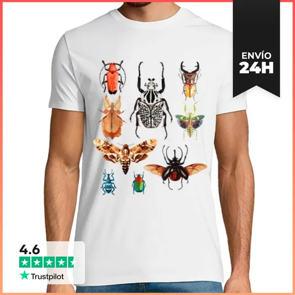 Camiseta Hombre Clásica Colección De Insectos Vintage LaTostadora