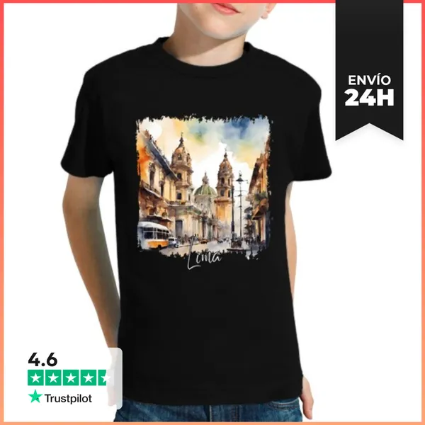 Camiseta Clásica Para Niños Acuarela De Lima, Lima Perú