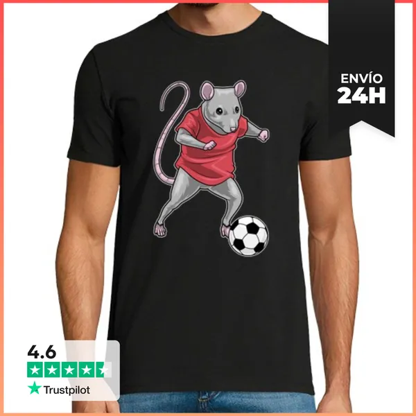 Camiseta Hombre Clásica Jugador De Fútbol Rata Fútbol LaTostadora