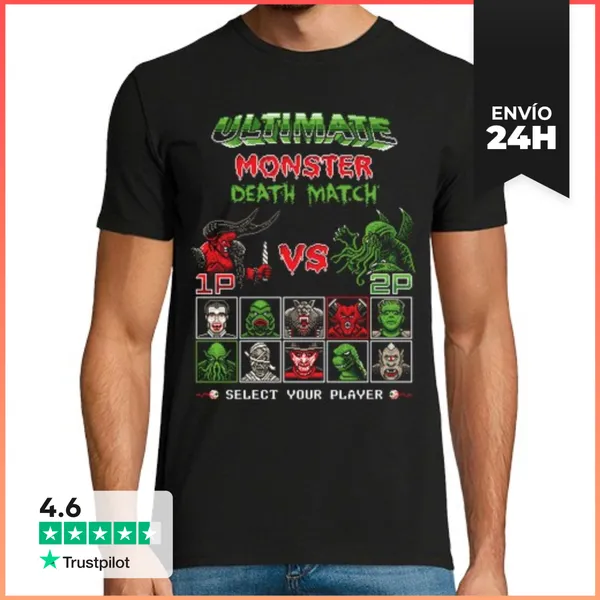 Camiseta Hombre Clásica Juego De La Muerte Del Monstruo Match /