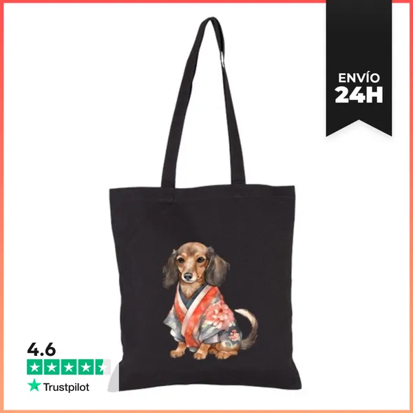 Bolsa De Tela Dashchund, Perro Salchicha Con Kimono, Bolso De