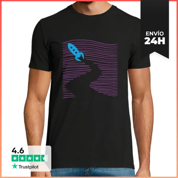 Camiseta Hombre Clásica Cohete Y Lineas LaTostadora