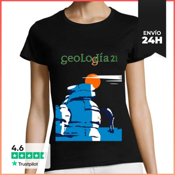 Camiseta Mujer Clásica Mujer, Manga Corta, Negra, Algodón