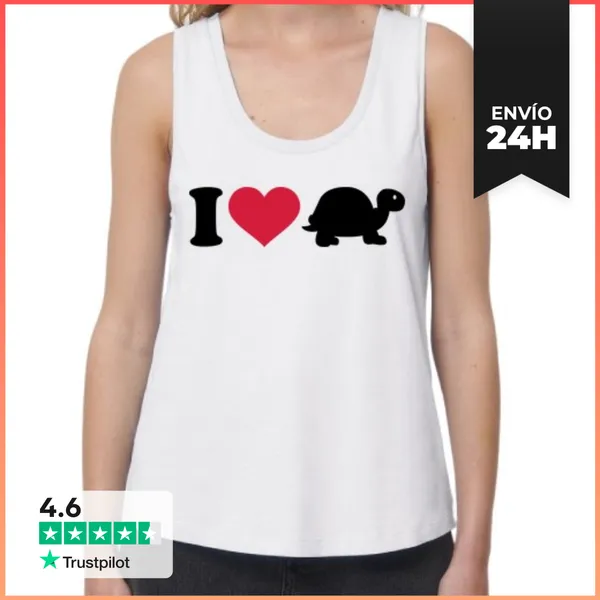 Camiseta Mujer Sin Mangas, Loose Fit Amo La Tortuga LaTostadora