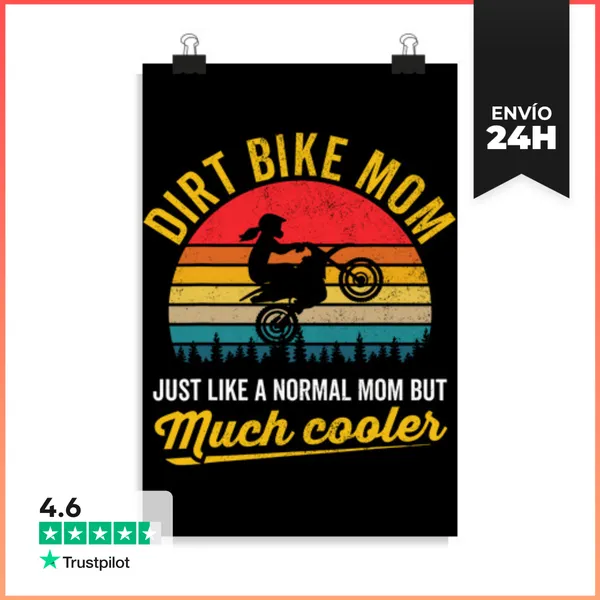 Póster Vertical Mamá De Moto De Tierra Madre Piloto Motociclista