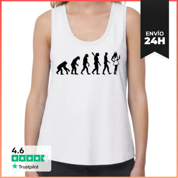 Camiseta Mujer Sin Mangas, Loose Fit Enfermera De La Evolución