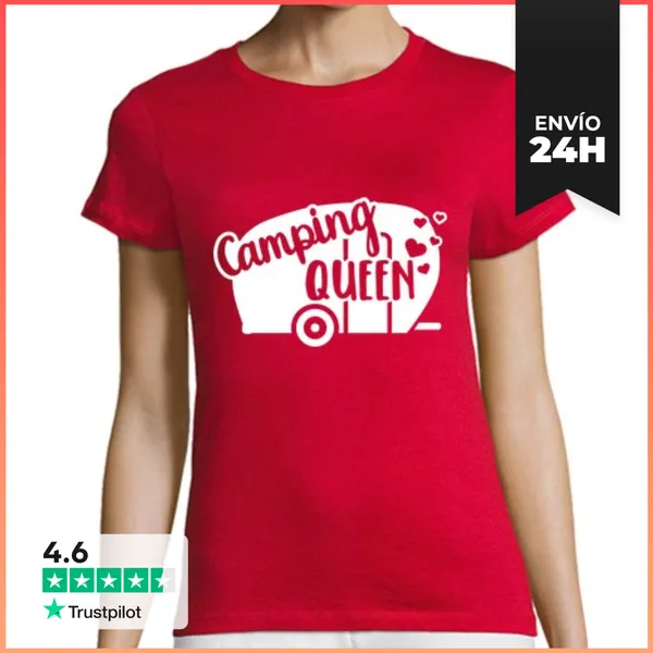 Camiseta Mujer Clásica Trailer De Caravana De Camping Queen