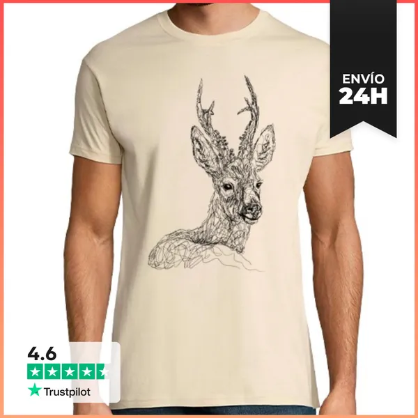 Camiseta Hombre Clásica Hombre, Manga Corta, Crema, Calidad Extra