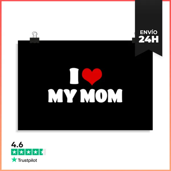 Póster Horizontal Amo A Mi Mamá Día De Las Madres Yo Corazón A Mi