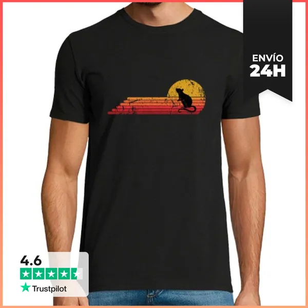 Camiseta Hombre Clásica Rat Rodent Retro Vintage Style