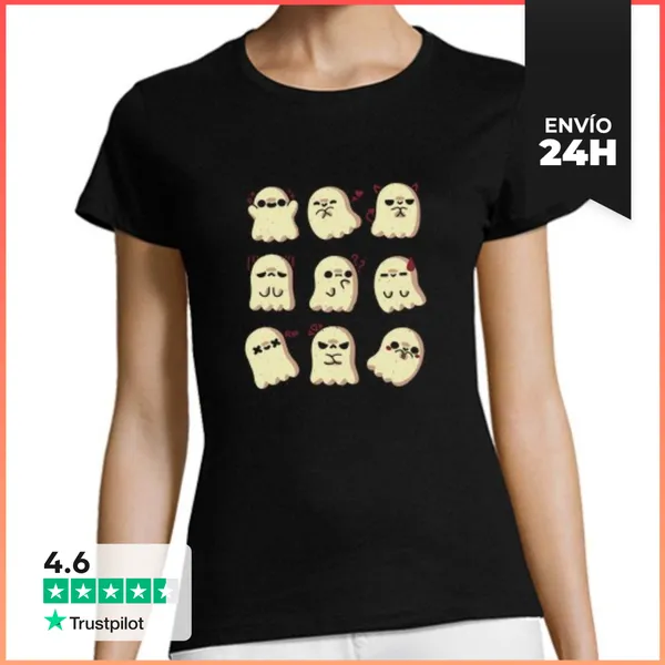 Camiseta Mujer Clásica Emociones De Fantasma Lindo LaTostadora