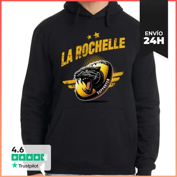 Sudadera Unisex Con Capucha Apoyo Rugby La Rochelle LaTostadora