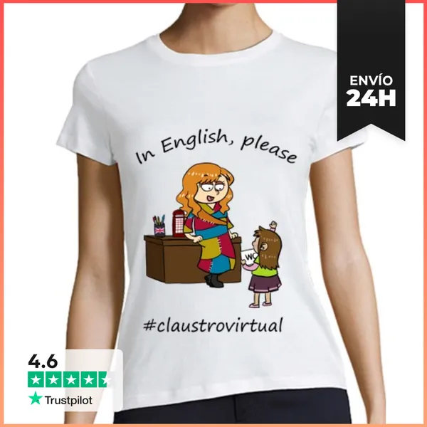 Camiseta Mujer Clásica Inglés Negro LaTostadora