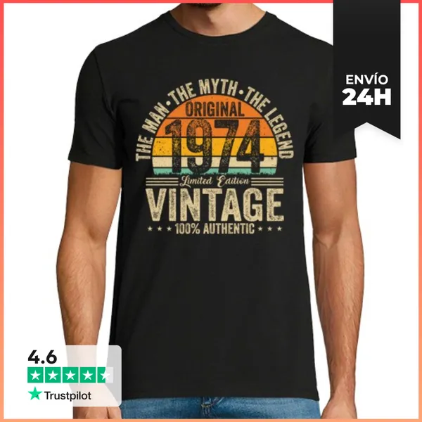 Camiseta Hombre Clásica 50 Cumpleaños De 1974 LaTostadora