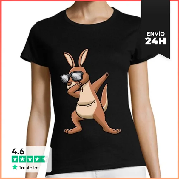 Camiseta Mujer Clásica Canguro Frotando Con Gafas De Sol