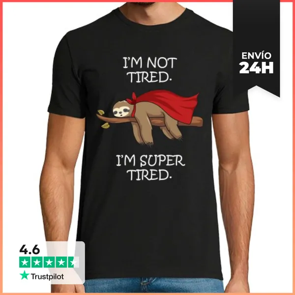 Camiseta Hombre Clásica No Estoy Cansado Estoy Super Cansado Pe