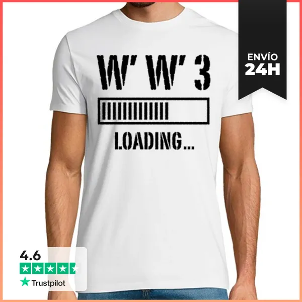 Camiseta Hombre Clásica Guerra Mundial 3 Cargando - Paz - Negro