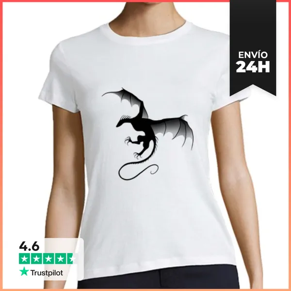 Camiseta Mujer Clásica Dragón Negro LaTostadora