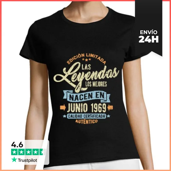 Camiseta Mujer Clásica Las Leyendas Nacen En Junio 1969
