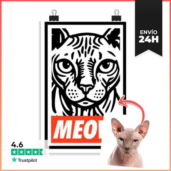 Póster Vertical Efecto Ilustración Póster MEOW Foto