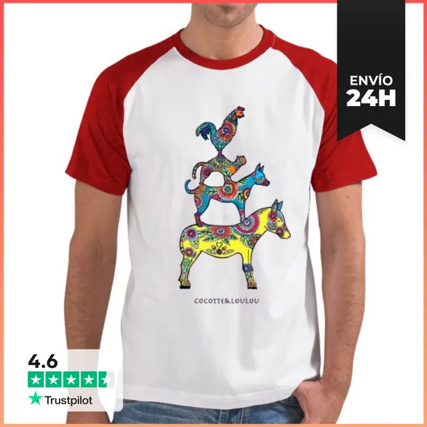 Camiseta Hombre, Estilo Béisbol Los Músicos De Bremen LaTostadora